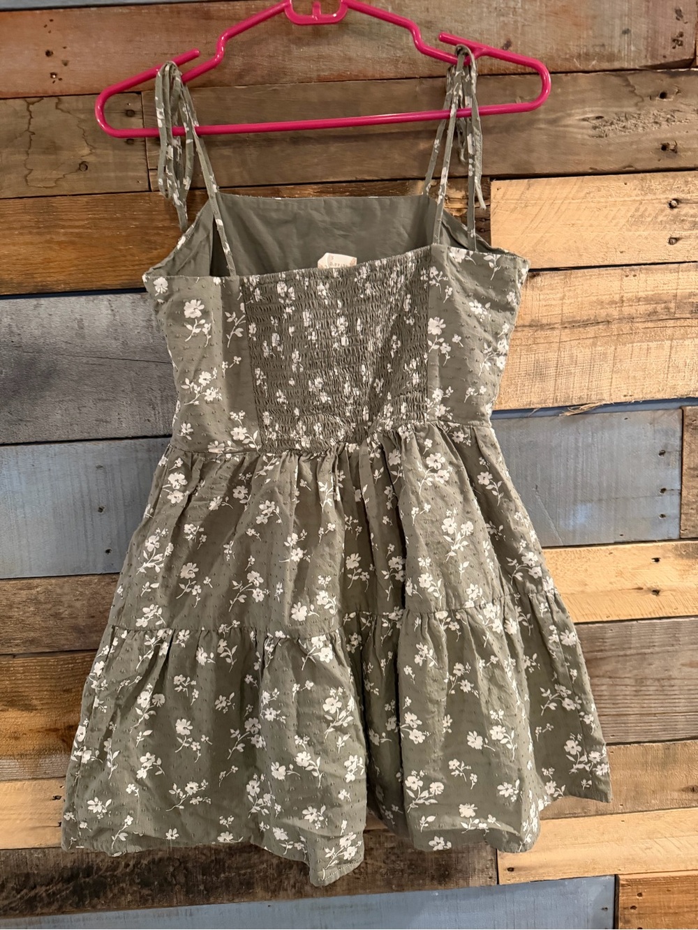 Olive Floral Tie-Shoulder Sundress - Picture 3 of 4